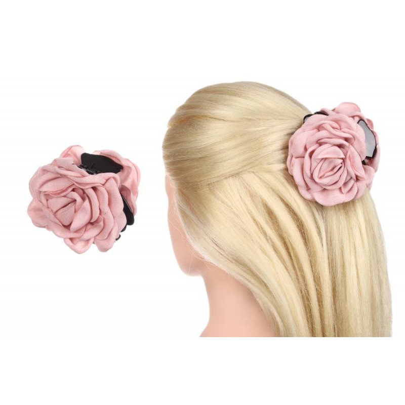 Краб для волос цветок 9см розовый 1-205879