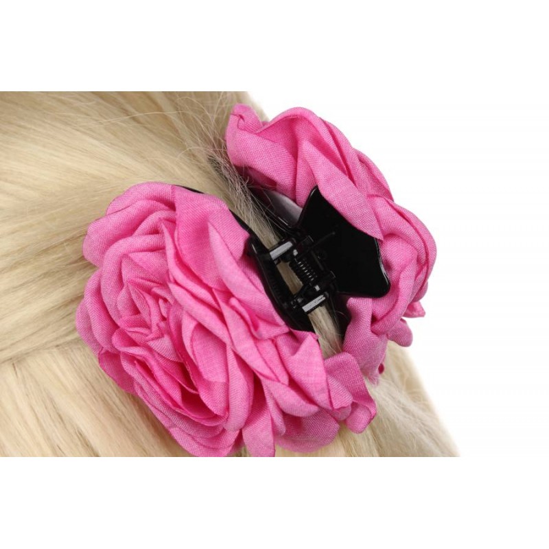 Краб для волос цветок 9см малиновый 1-205862