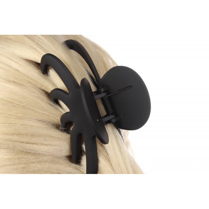 Краб для волос черный матовый  1-207897