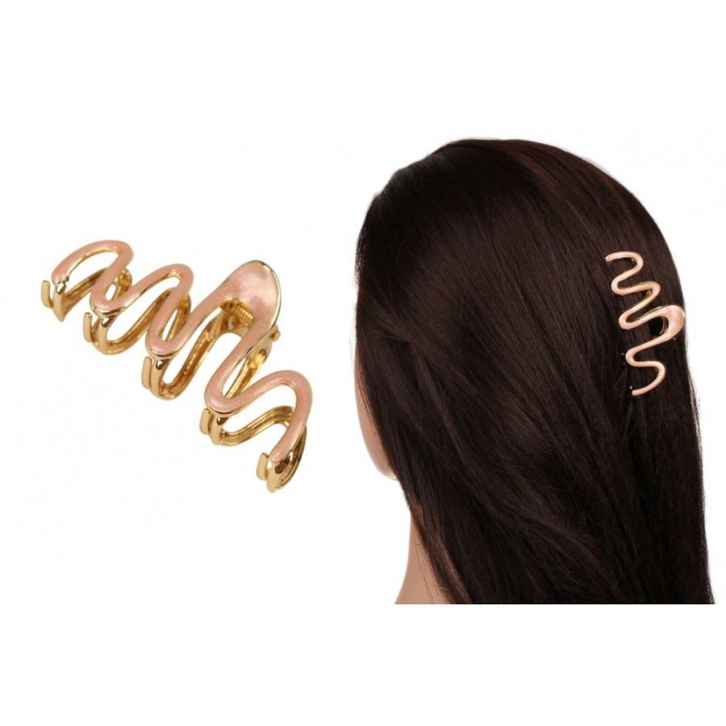 Краб для волос металлический  7см розовый 1-213379