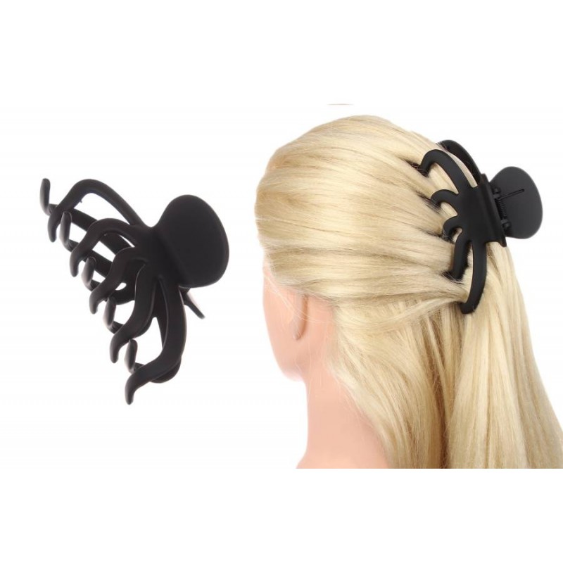 Краб для волос черный матовый  1-207897