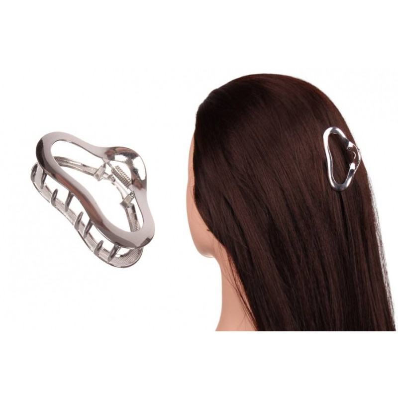 Краб для волос металлический  6см серебро 1-213423