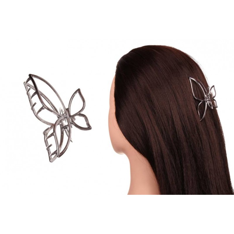 Краб для волос металлический  7,5см серебро 1-213454