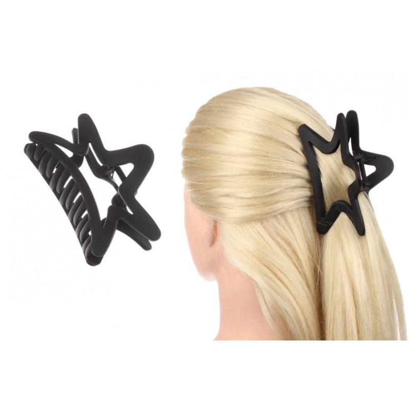 Краб для волос черный матовый  1-207910