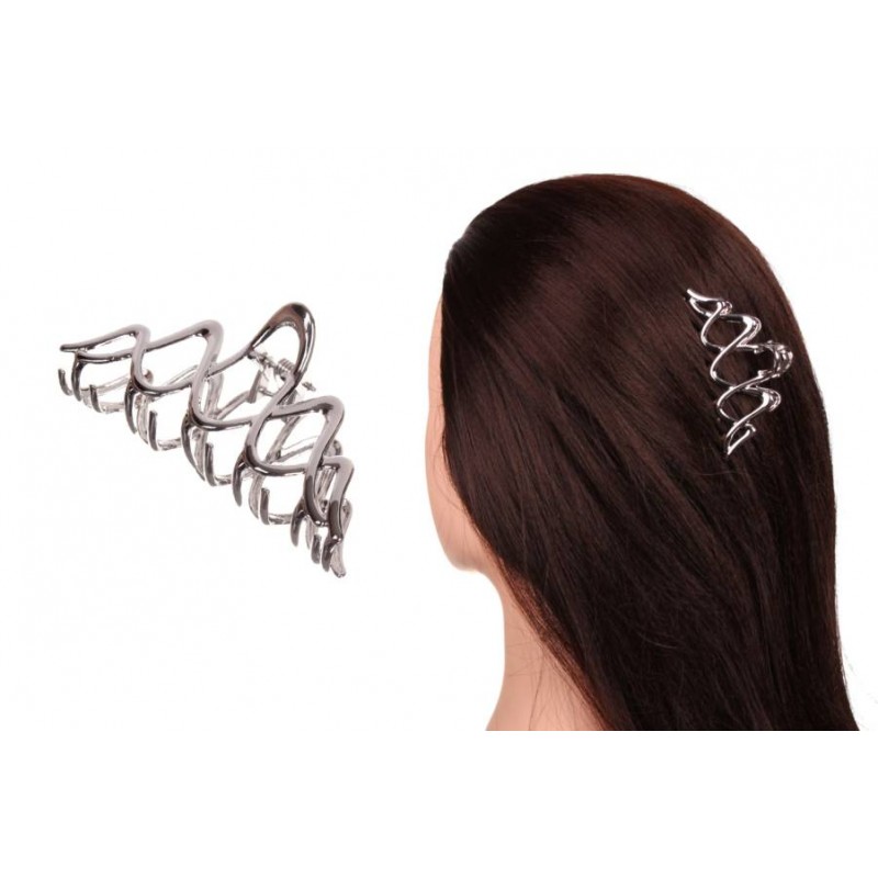 Краб для волос металлический  8см белый 1-213591