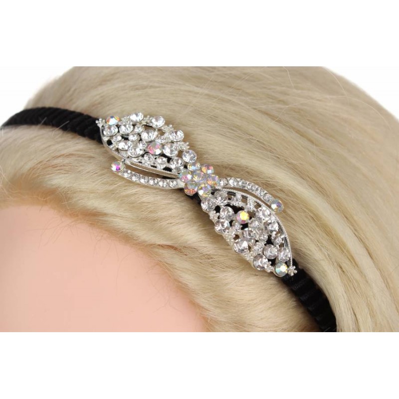 Ободок металлический с украшениями серебро 1-203103