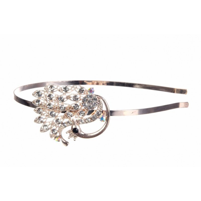 Ободок с лебедем украшенный стразами (под золото)