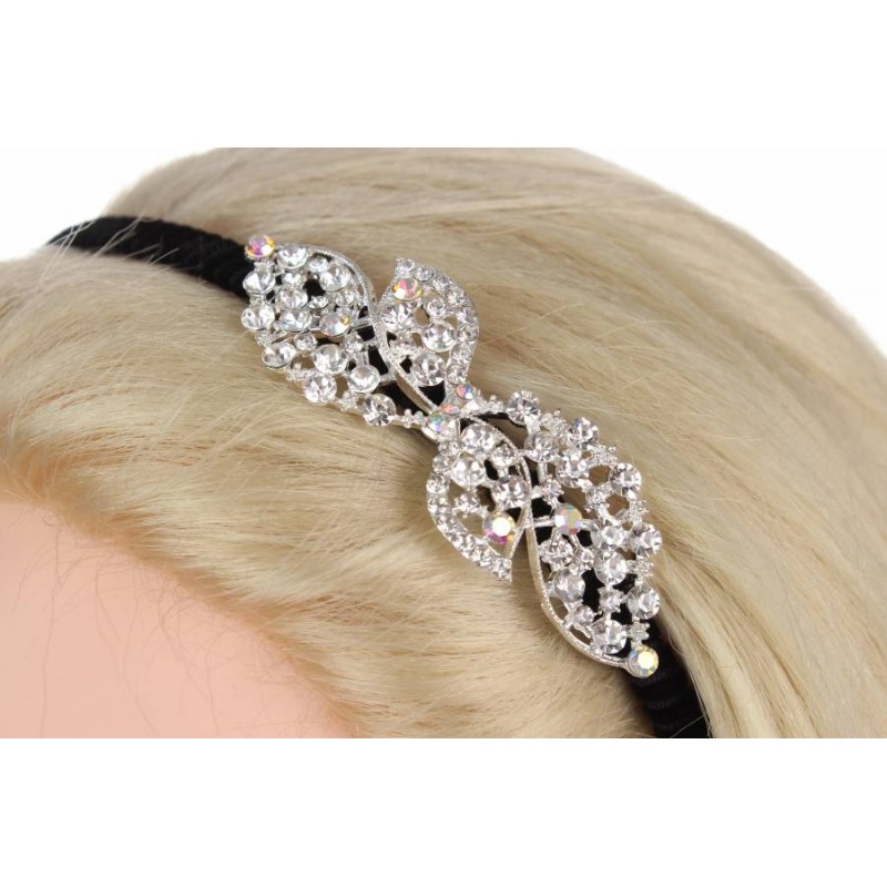 Ободок металлический с украшениями серебро 1-203127