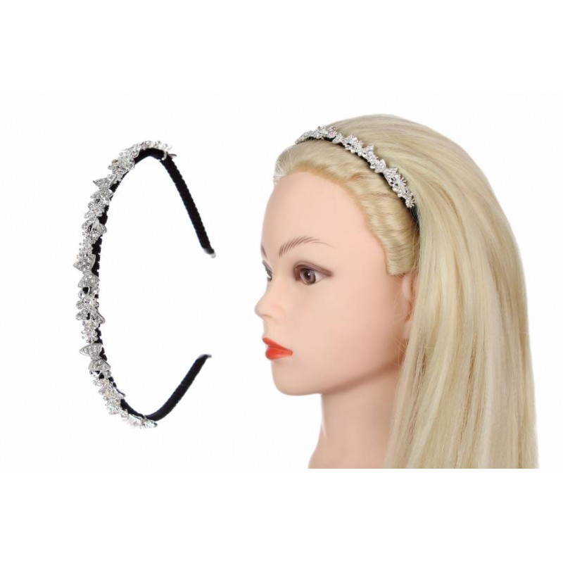 Ободок металлический с украшениями серебро 1-202922