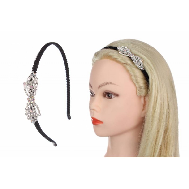 Ободок металлический с украшениями серебро 1-203103