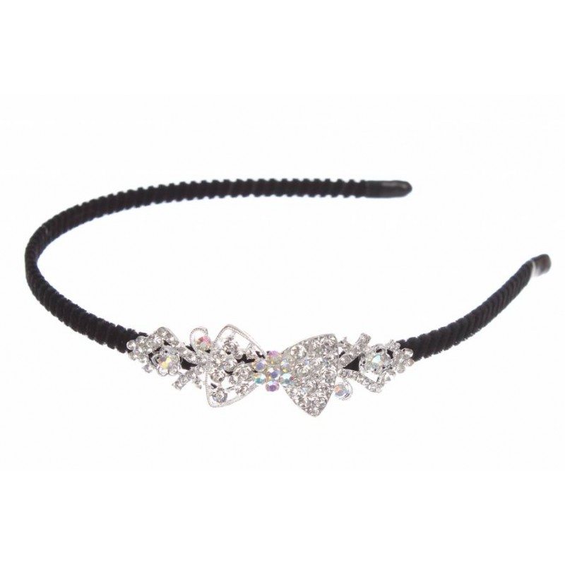 Ободок металлический с украшениями серебро 1-203080