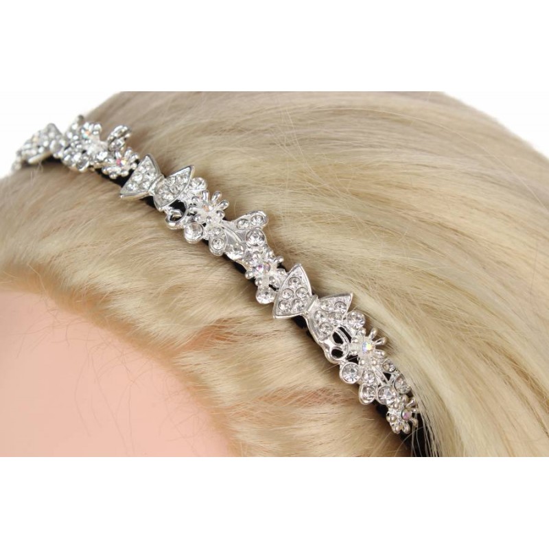 Ободок металлический с украшениями серебро 1-202922