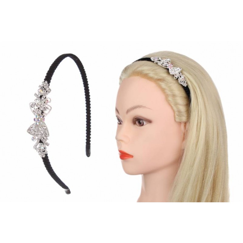 Ободок металлический с украшениями серебро 1-203080