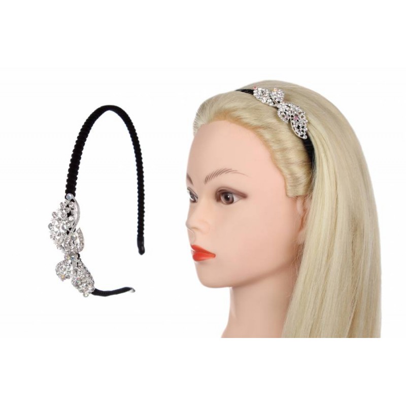 Ободок металлический с украшениями серебро 1-203127