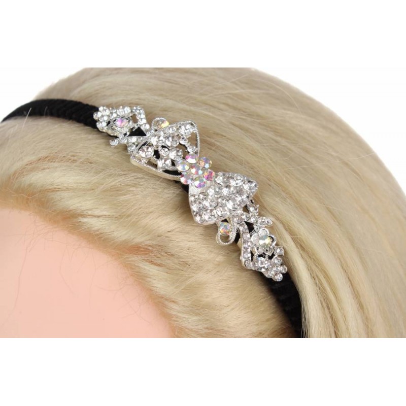 Ободок металлический с украшениями серебро 1-203080