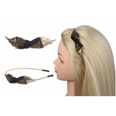 Ободок золотистый с черно-коричневым бантом