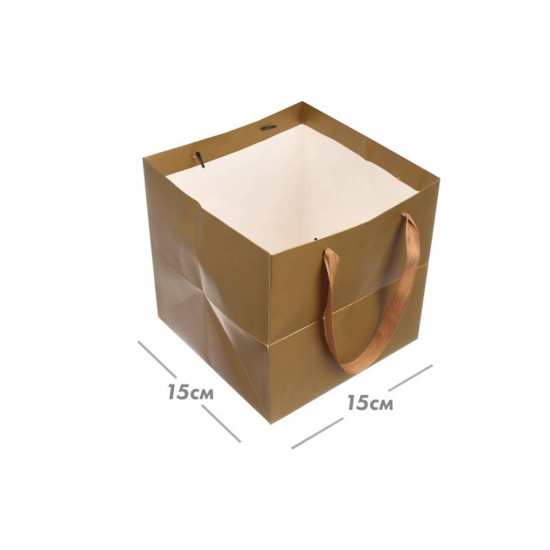 Пакет картонный (15*15*15см) золото 3123-8955