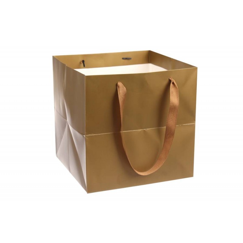 Пакет картонный (15*15*15см) золото 3123-8955