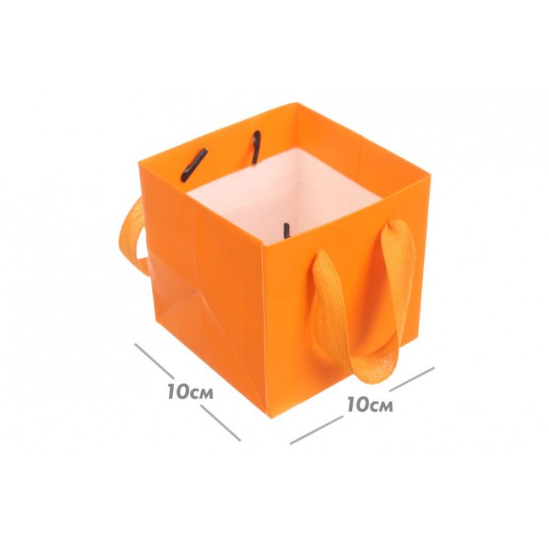 Пакет картонный (10*10*10см) оранжевый 3123-8832