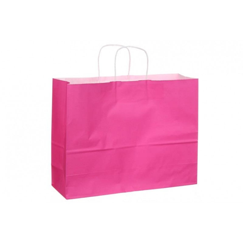 Бумажный пакет белый с ручками (400*120*310 мм) малиновый 2-66926281