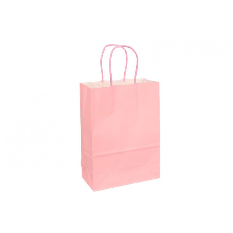 Пакет крафт однотонный вертикальный (22*16*8см) 120г/м² розовый 3123-8337