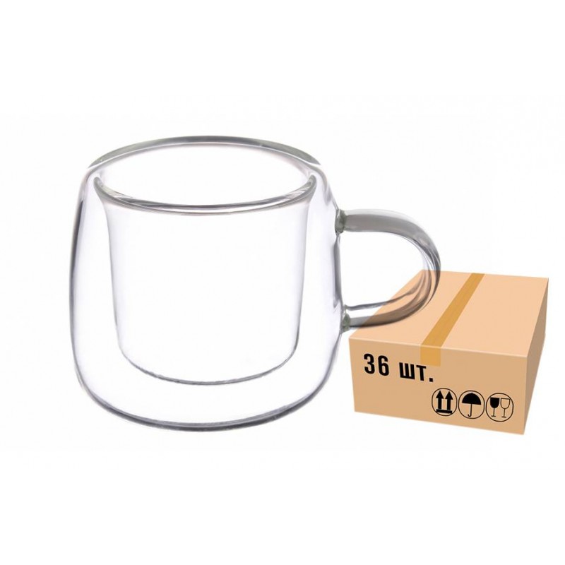 Чашка стеклянная с двойным дном 80ml 671-002