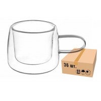 Чашка стеклянная с двойным дном 220ml 671-026