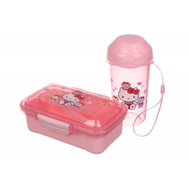 Ланч-бокс + бутылка розовый (16,5*9,5см+14*5см) 64-21-1912