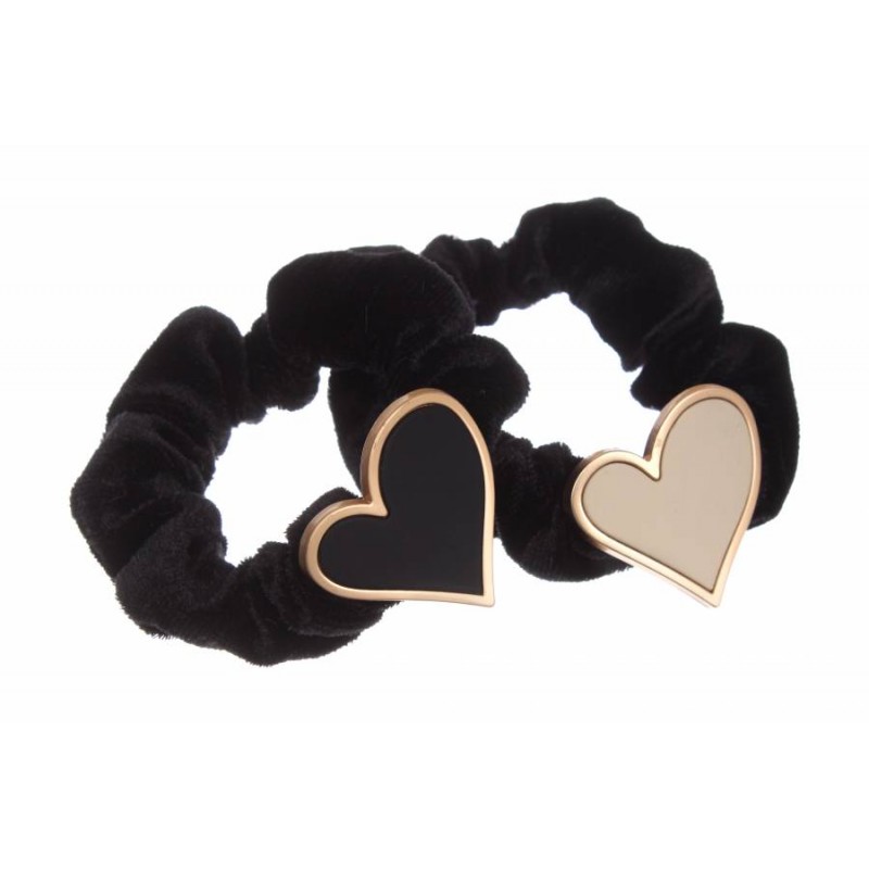 Резинка для волос бархатная черная с украшениями 1-199970