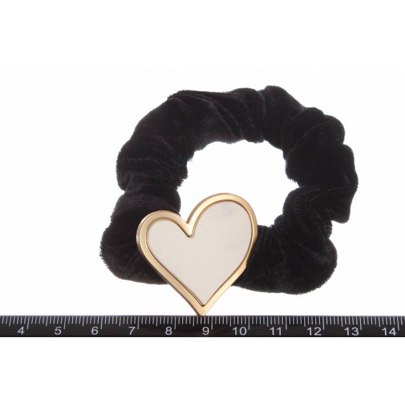 Резинка для волос бархатная черная с украшениями 1-199970