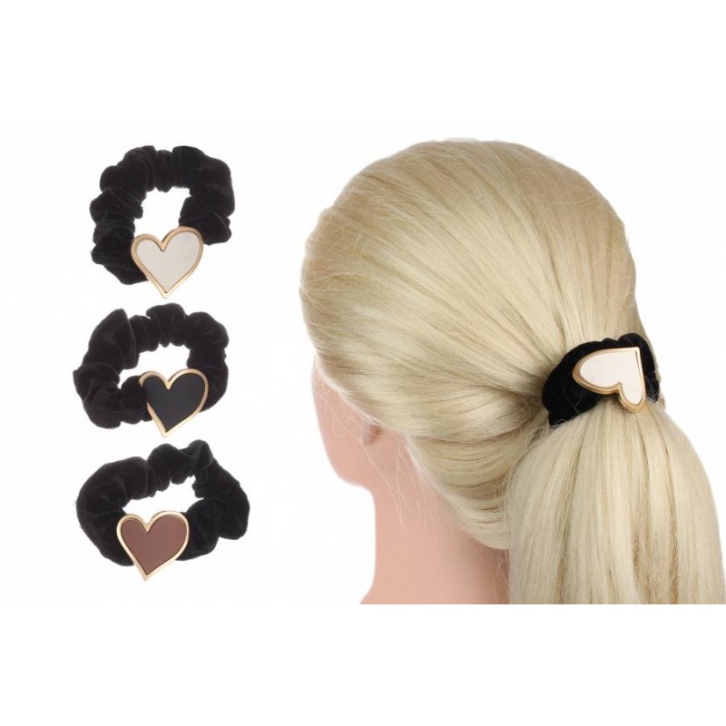 Резинка для волос бархатная черная с украшениями 1-199970