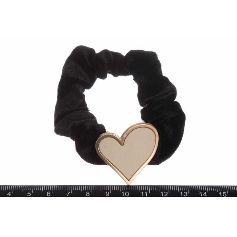 Резинка для волос бархатная черная с украшениями 1-199970