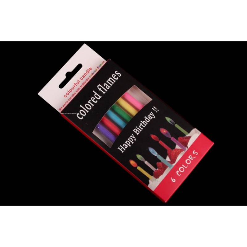 Набор свечей с цветным пламенем 6шт. 5,5см (микс) 5-88195