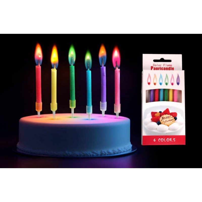 Набор свечей с цветным пламенем 6шт. 5,5см (микс) 5-88218
