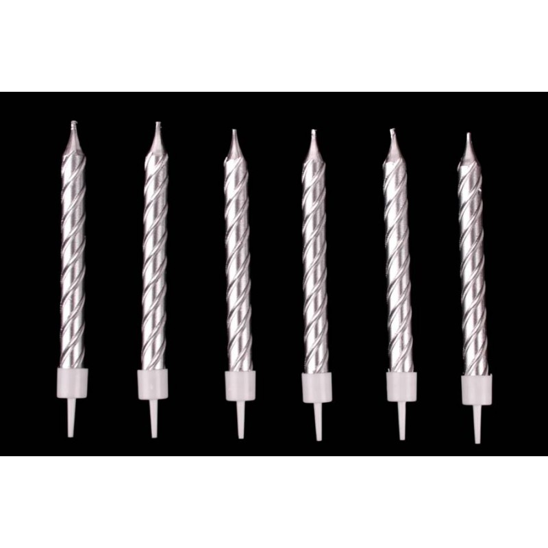 Набор свечей 6шт. 9см (серебро) 5-88447