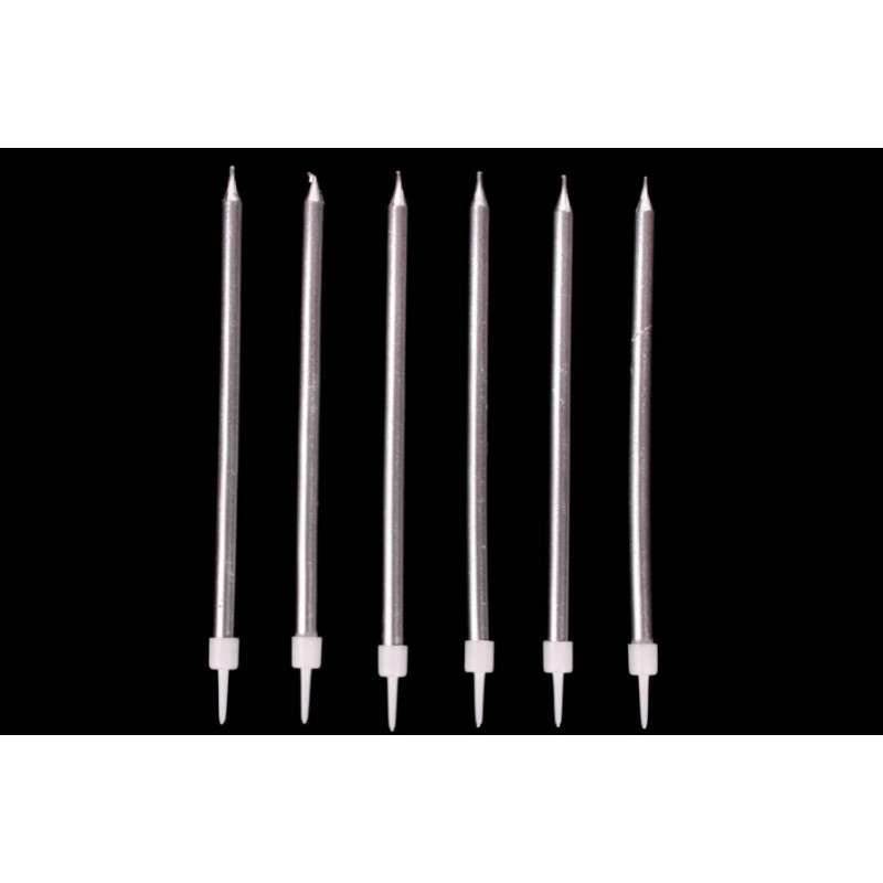 Набор свечей 6шт. 13,5см (серебро) 5-88355