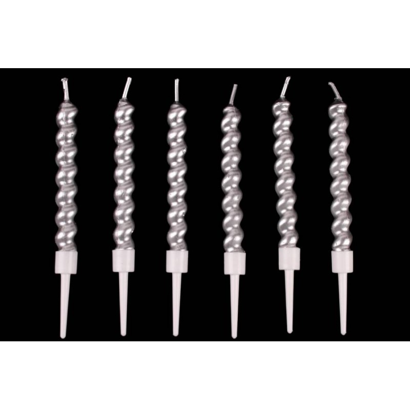 Набор свечей 6шт. 10см (серебро) 5-88522