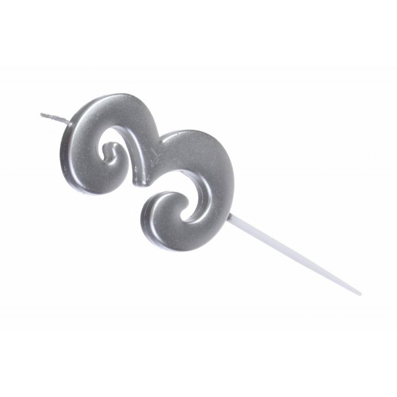 Свеча серебро цифра 