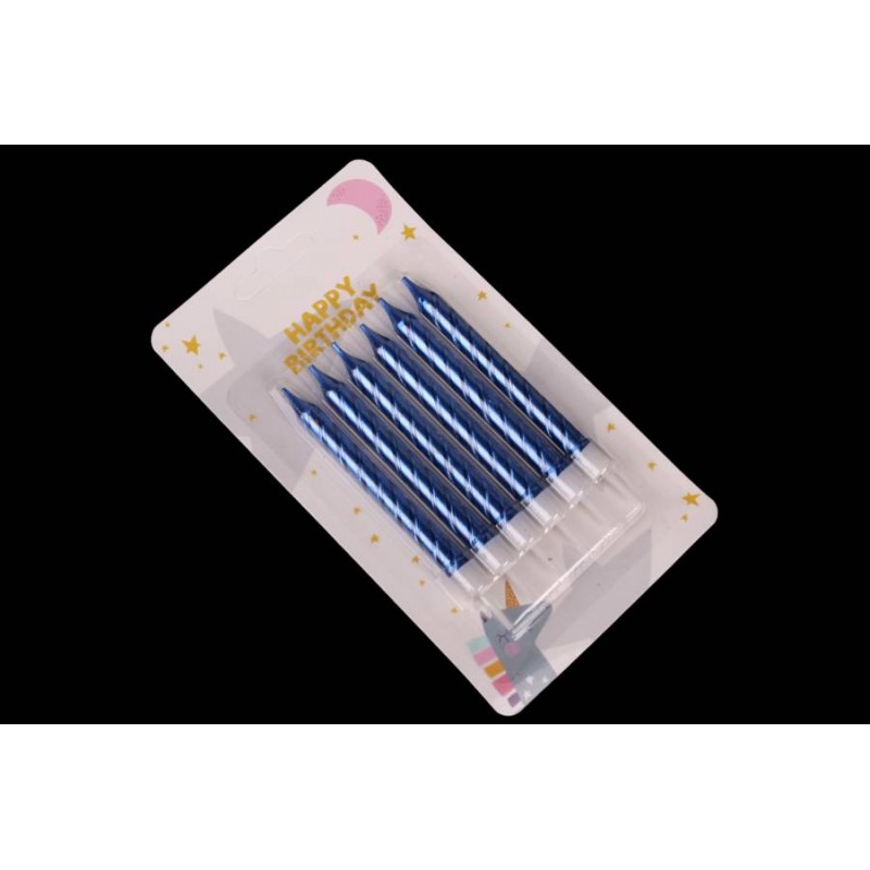 Набор свечей 6шт. 9см (синий) 5-88416