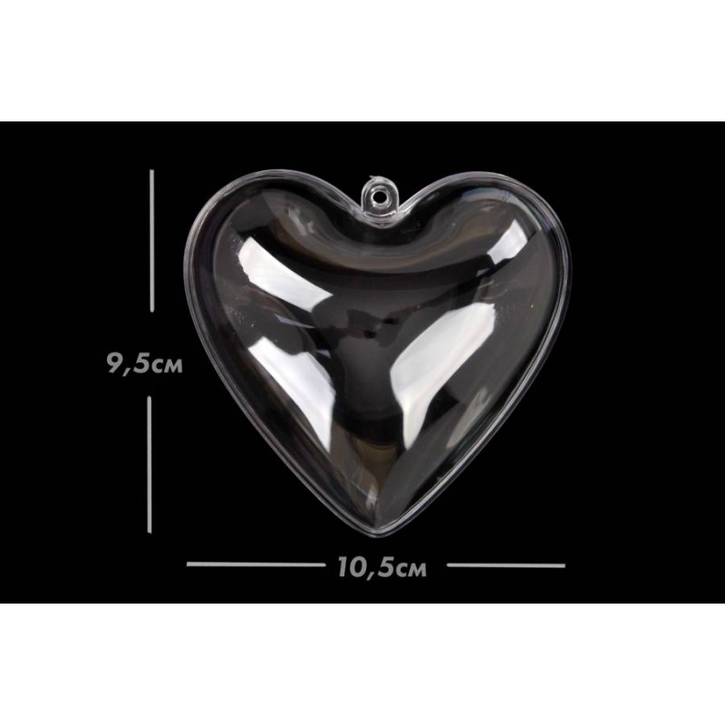 Сердце декор прозрачное (10см) 5-90976