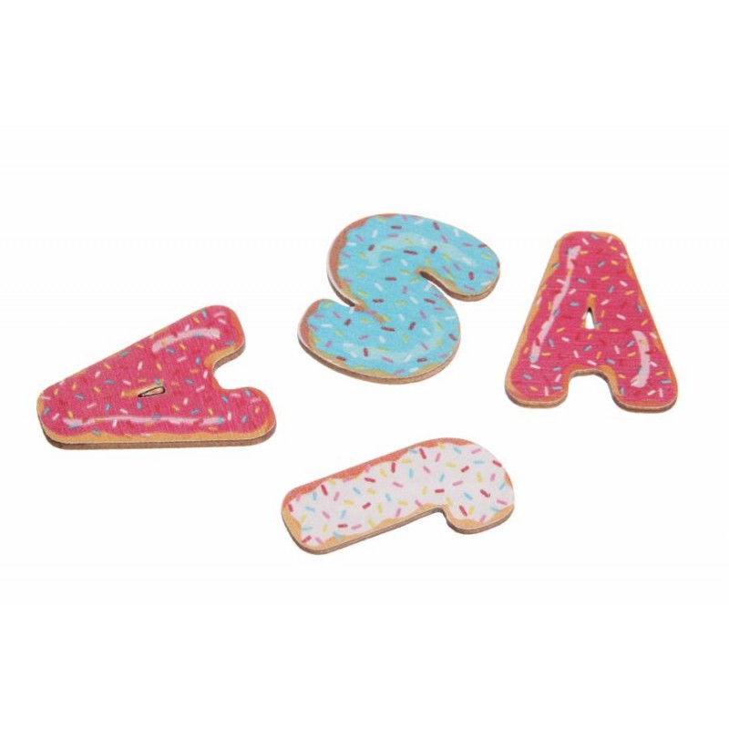 Декоративные буквы-пончики разноцветные (латиница)