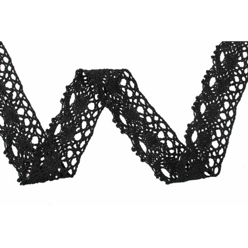 Кружево льняное черное (5-52196)