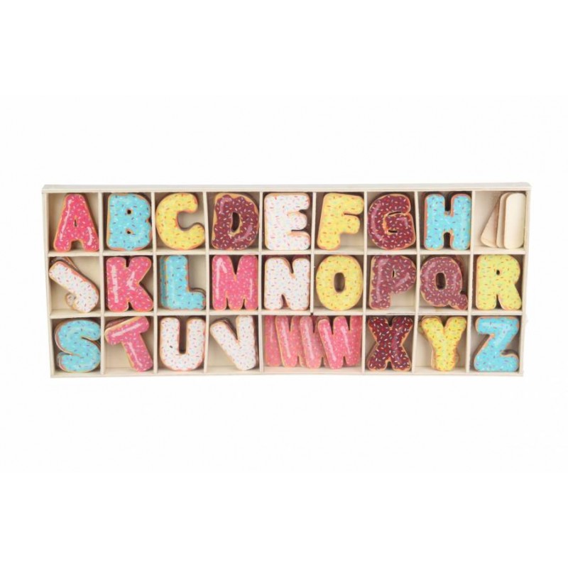 Декоративные буквы-пончики разноцветные (латиница)