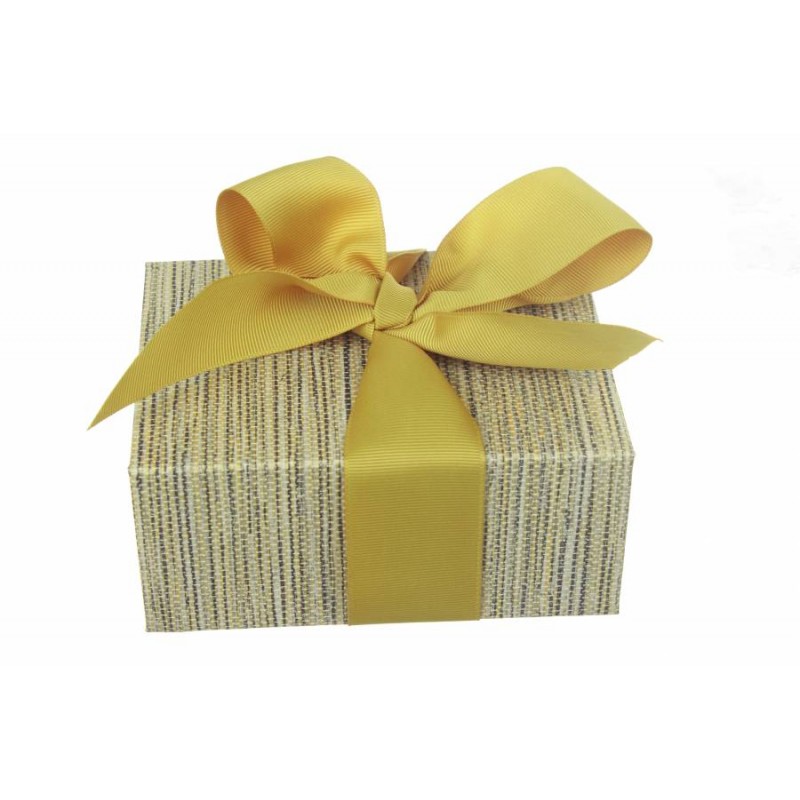 Итальянская подарочная коробка серо-желтая (13.5*10 см)