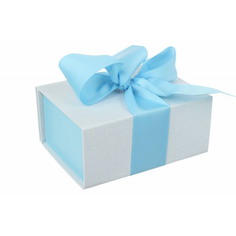 Итальянская подарочная коробка бело-голубая (13.5*10 см)