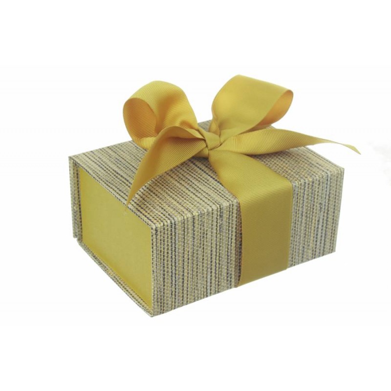 Итальянская подарочная коробка серо-желтая (13.5*10 см)