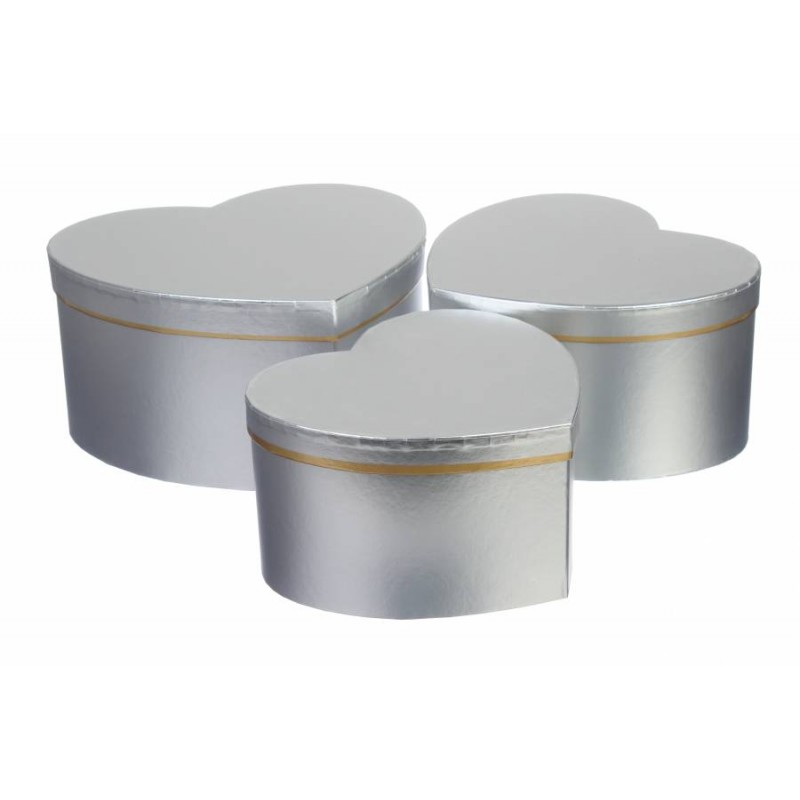 Подарочная коробка сердце серебристая 