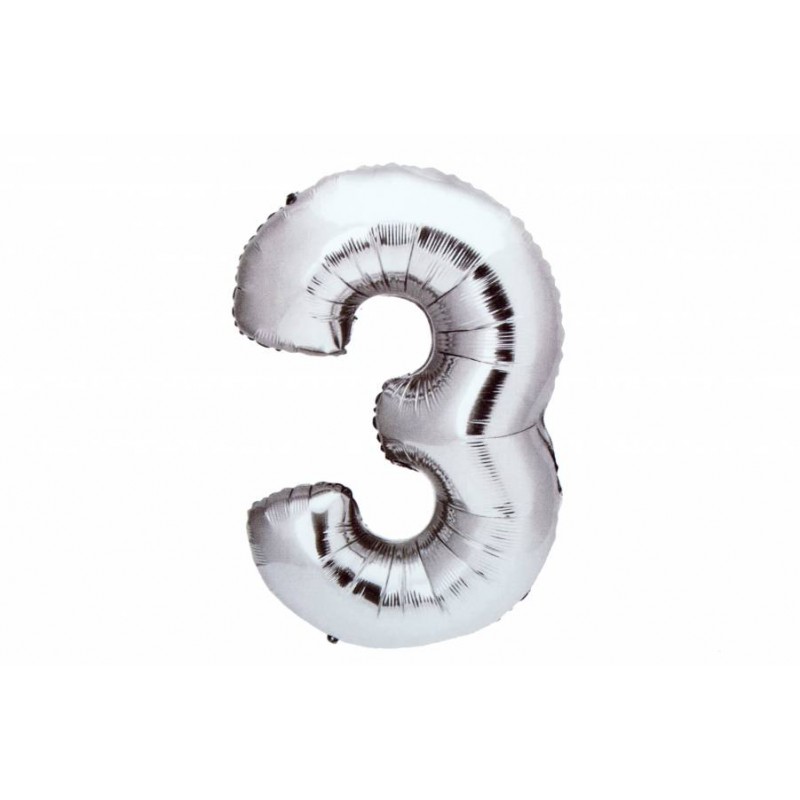 Воздушный шар в форме цифры серебро матовый 