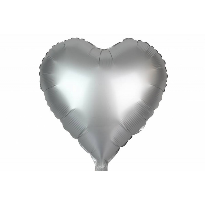Воздушный шар в форме сердца матовый серебро (45см) 5-80922
