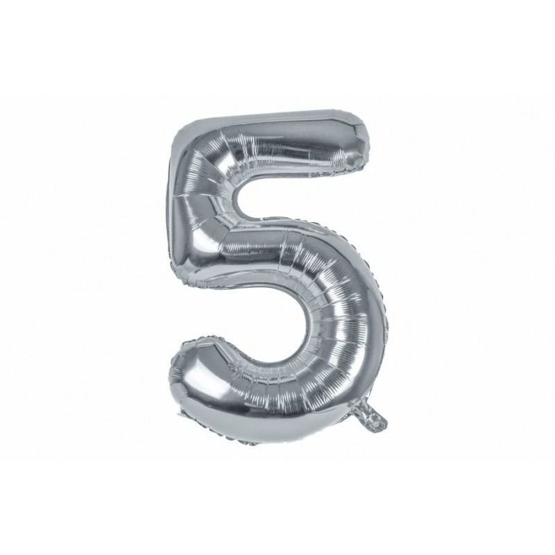 Воздушный шар в форме цифры серебро матовый 